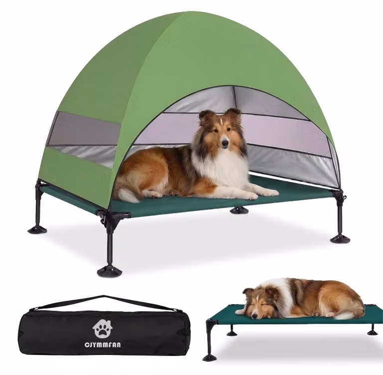 SolidKeus - Cuccia rialzata per cani con tetto pieghevole, ideale per interni ed esterni