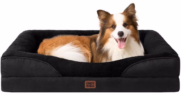 Cuccia ortopedica per cani con 4 bordi, dimensioni 91x68 cm, colore nero