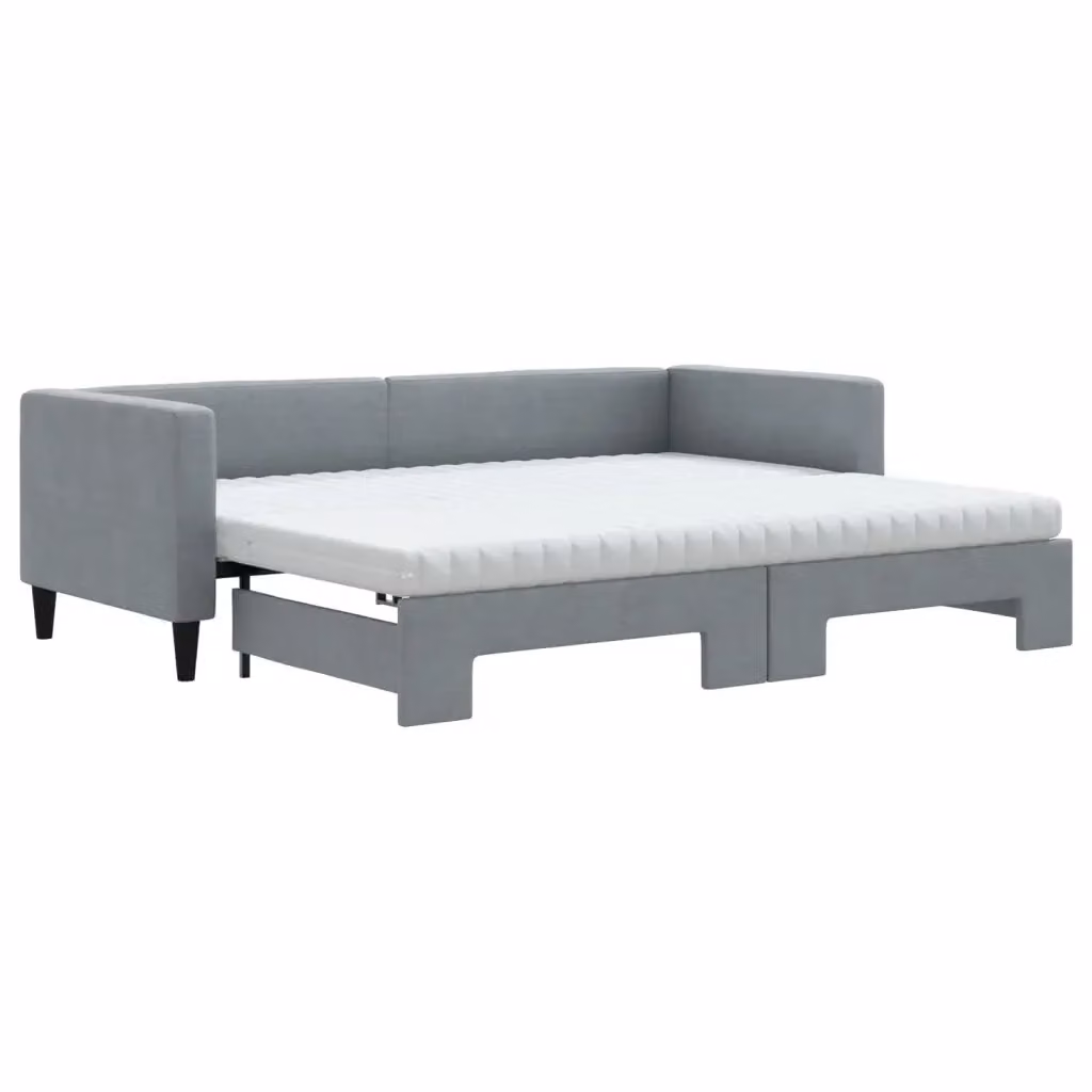 Divano Letto Estraibile vidaXL Grigio con Cassetto, Rivestimento in Tessuto e Imbottitura in Schiuma, L/P/H: 223 x 80 x 90 cm – 2