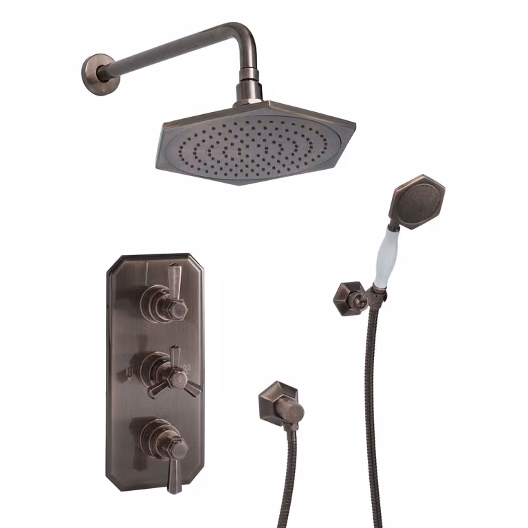 Sistema Doccia Termostatico con Soffione e Doccetta Bronzo Earlham Hudson Reed