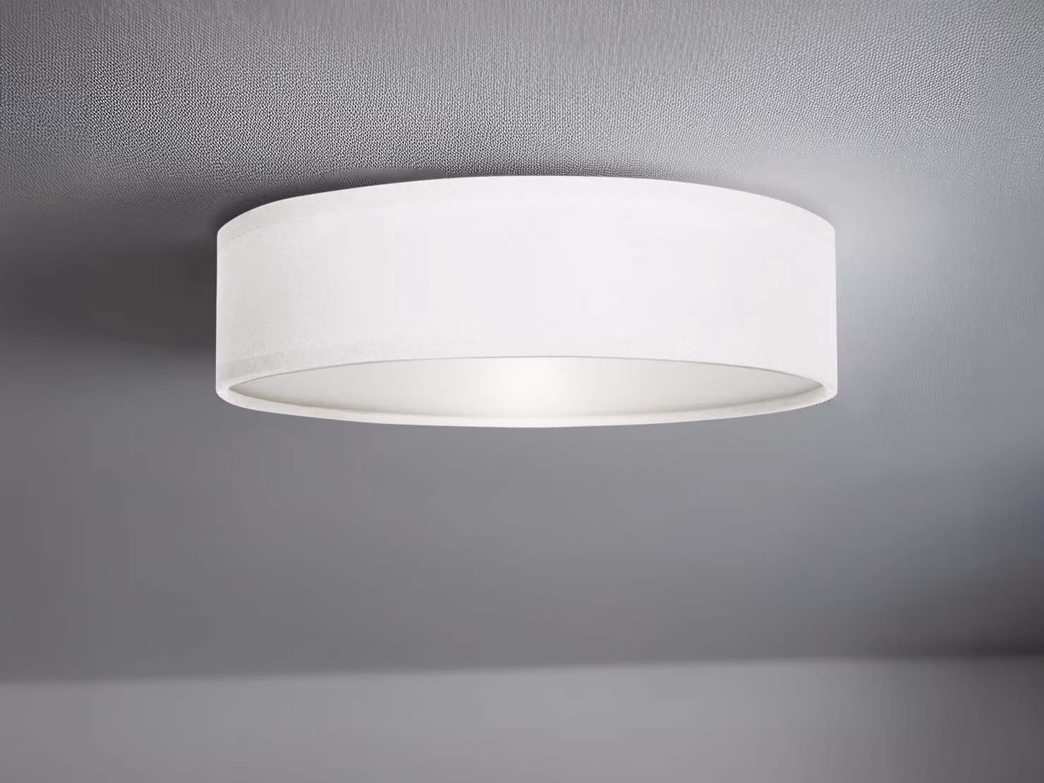 Plafoniera LED rotonda Ø40 con paralume in tessuto bianco - Lampade a soffitto con paralume
