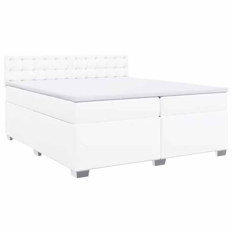 Giroletto a Molle con Materasso Bianco 200x200cm in Pelle finta