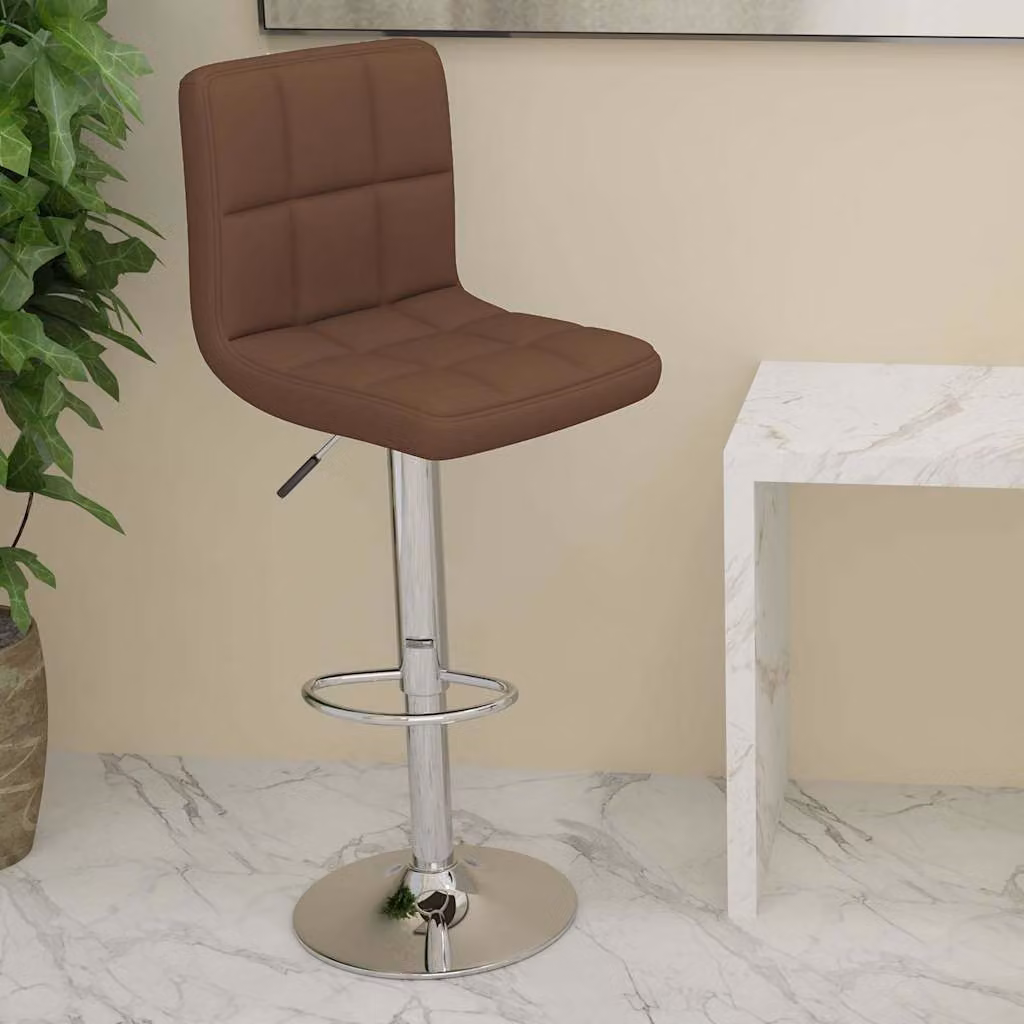 Sgabello da bar moderno vidaXL in tessuto e similpelle marrone con struttura in metallo