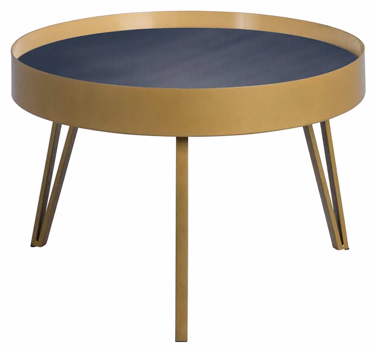 Elegante tavolino da caffè in metallo con design nero/oro