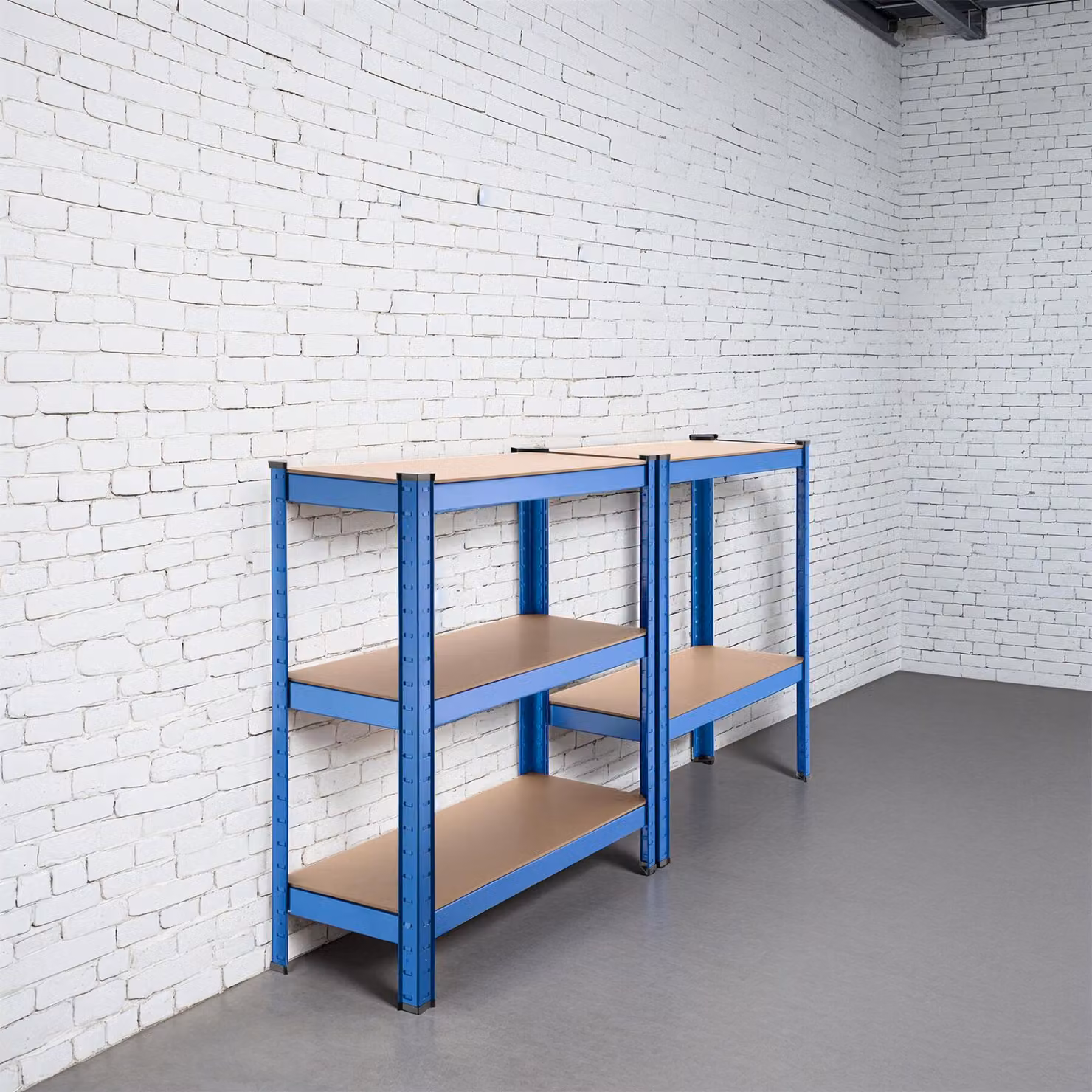 Scaffale da magazzino tectake a 5 piani blu con ripiani in plastica, L: 75,5 cm, P: 30,5 cm, H: 172 cm – 3