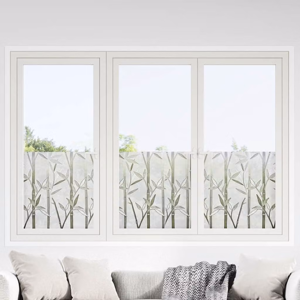 Set di 2 pellicole adesive per finestre vidaXL con motivo bambù in PVC bianco e trasparente