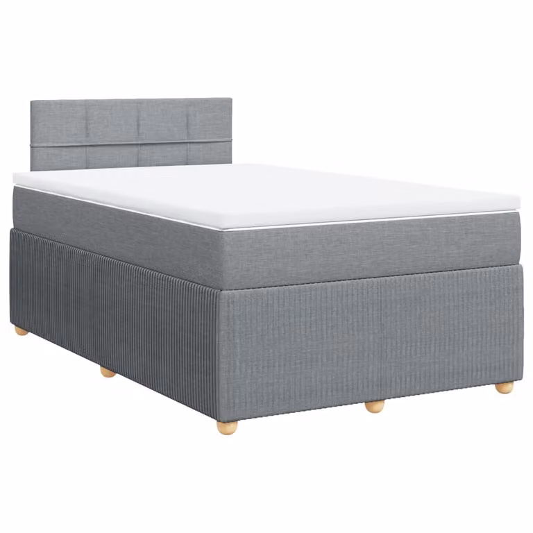 Giroletto a Molle con Materasso Grigio Chiaro 120x190cm Tessuto