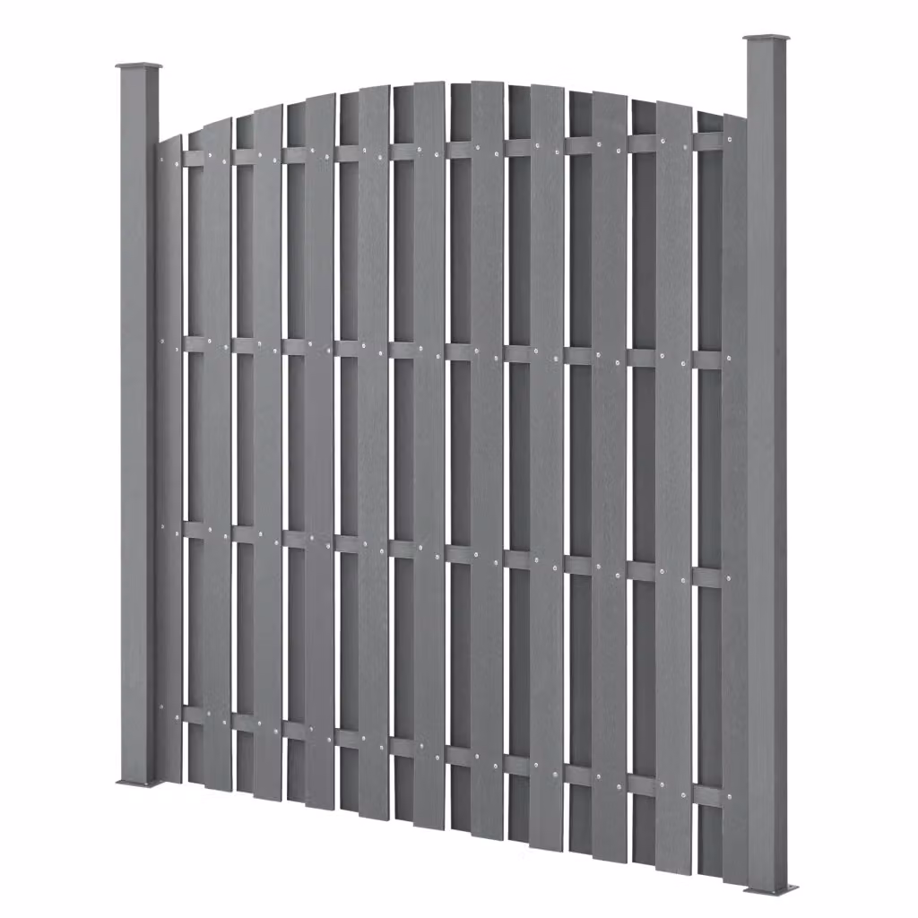 Set di 4 Pannelli Steccato ad Arco NEU.HOLZ in WPC e Acciaio, Grigio, H: 185 cm x L: 747 cm – 2