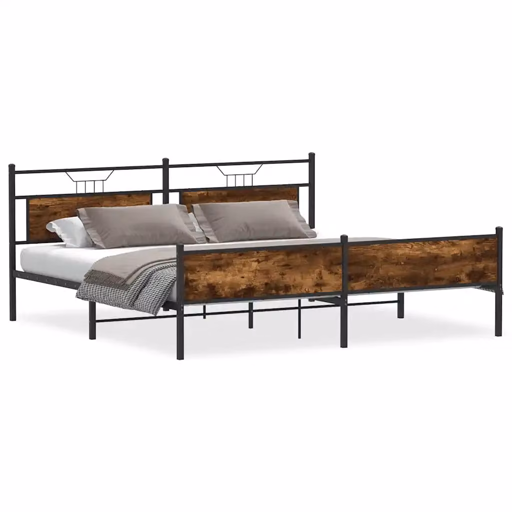 Giroletto vidaXL in metallo e MDF color rovere fumo L/P: 200 x 200 cm – 2