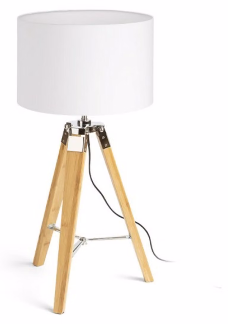 RED - DESIGN RENDL RENDL ALVIS/RON 40 Lampada da tavolo, tessuto misto cotone, bianco/bambù, 230 V, E27, 11 W, R14042