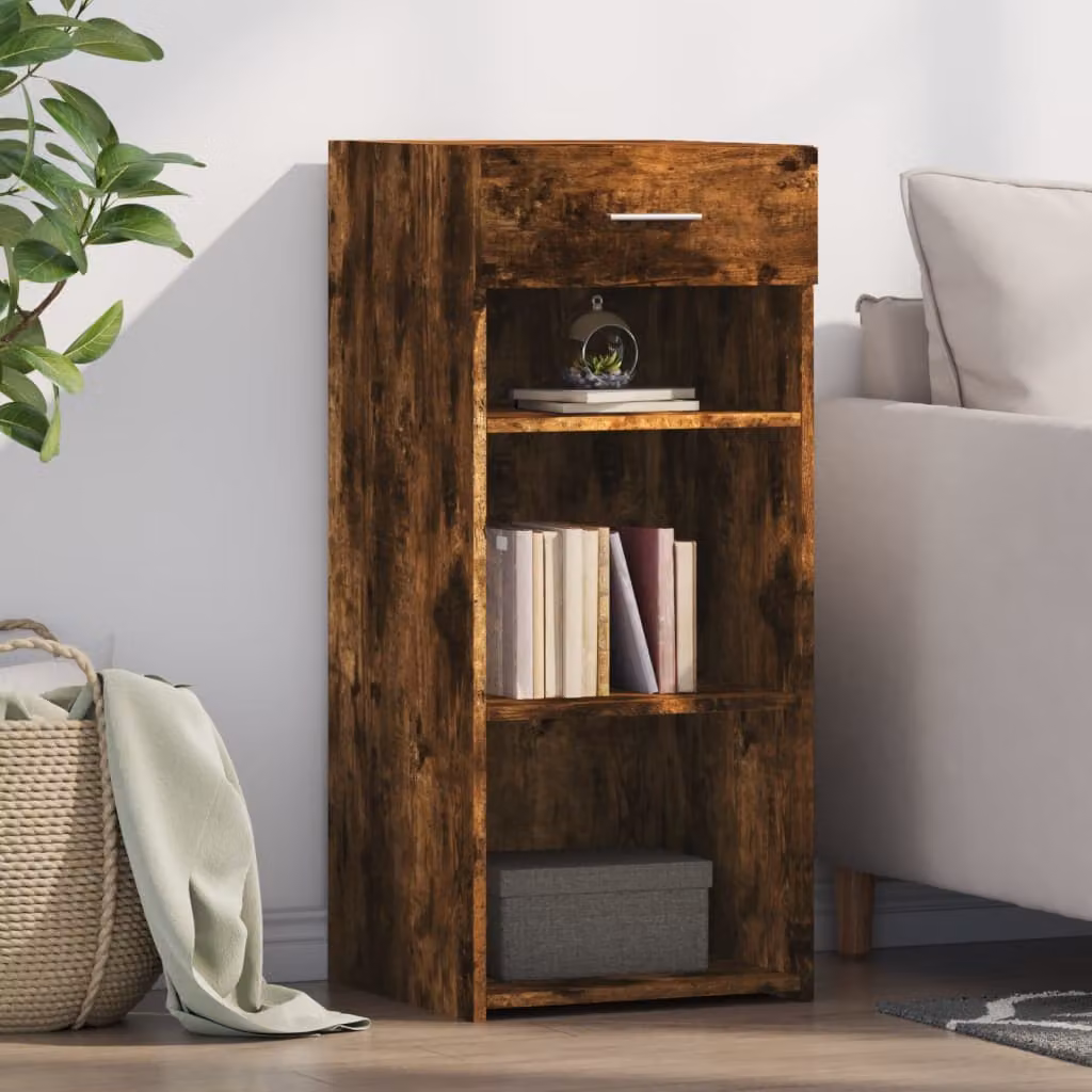 Credenza moderna vidaXL in legno multistrato e MDF, colore rovere fumo, L 40 cm x P 42,5 cm x H 93 cm