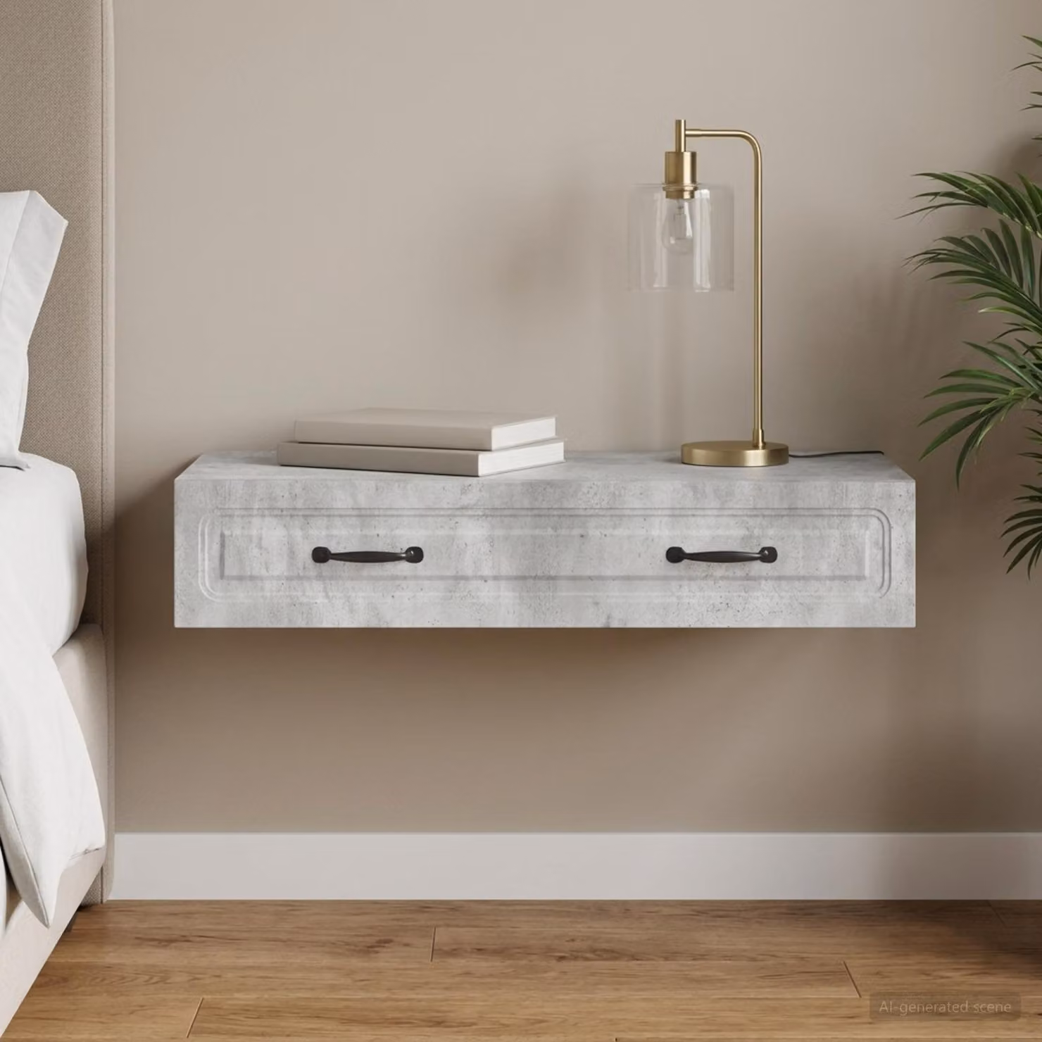 vidaXL Tavolino da Parete Moderno Grigio con Finitura Opaca L: 87,5 cm, P: 34,5 cm, H: 17 cm