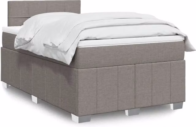 Letto Ibrido con Giroletto a Molle e Materasso vidaXL in Tessuto, Colori Beige, Bianco e Grigio, L/P/H: 120 x 190 x 100,5 cm