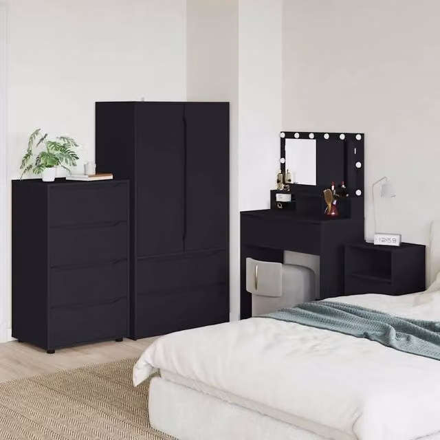 Set di 2 armadi da stoccaggio vidaXL neri in stile moderno L: 60 cm, P: 48 cm, H: 105 cm