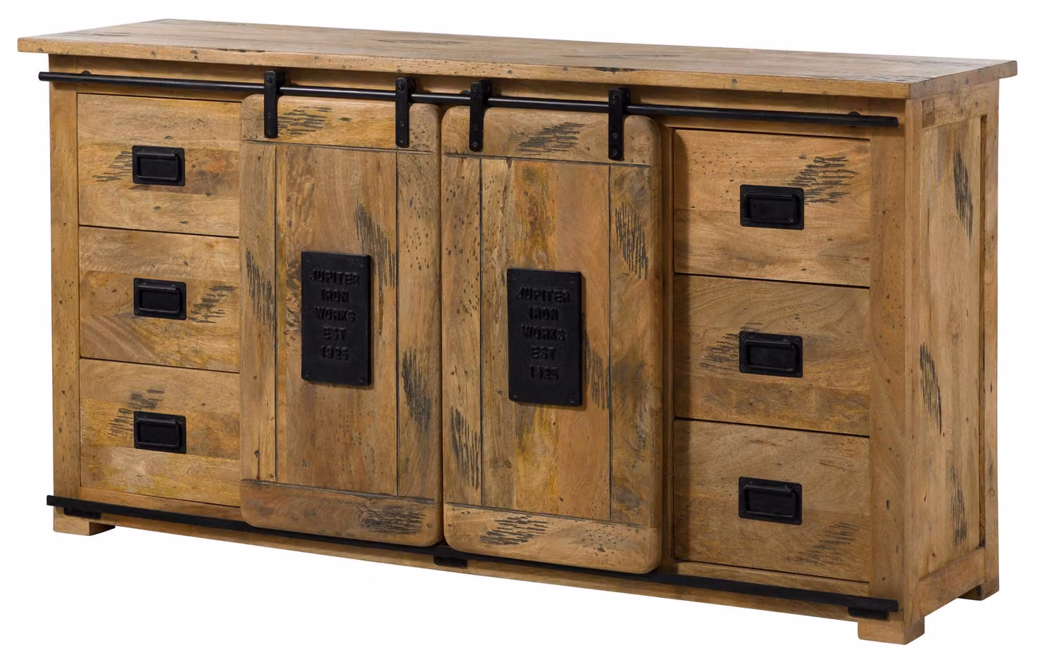 MASSIVMOEBEL24 | Sideboard Mango 170x45x90 natur lackiert RAILWAY #193