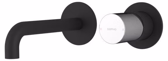 Miscelatore per lavabo Sapho ULTRATAP a 2 vie, bocca da 20 cm, nero opaco/cromo