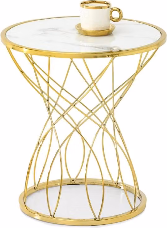Tavolino da caffè di design ELIMAR - marmo bianco / oro