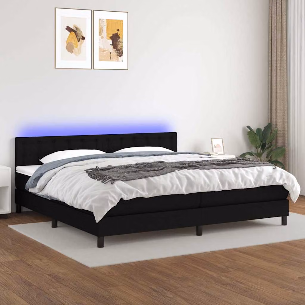 Letto a molle con materasso e illuminazione LED vidaXL in tessuto nero L/P: 200 x 200 cm – 1