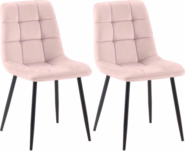 set di 2 sedie da pranzo - Sedie da cucina - Design a bassa manutenzione | Colore: rosa | Materiale: morbido