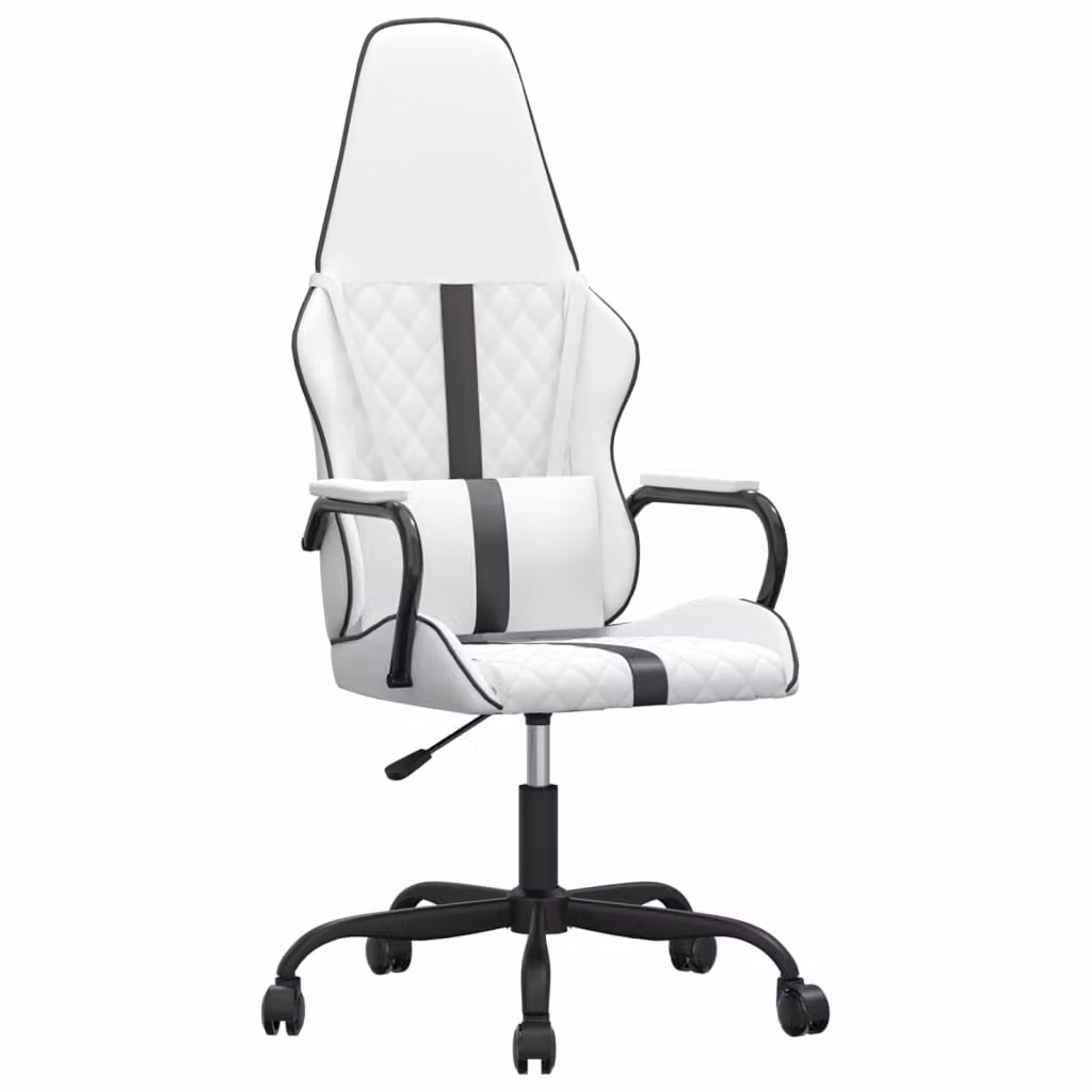 Sedia da Gaming Massaggiante Nera e Bianca in Pelle finta