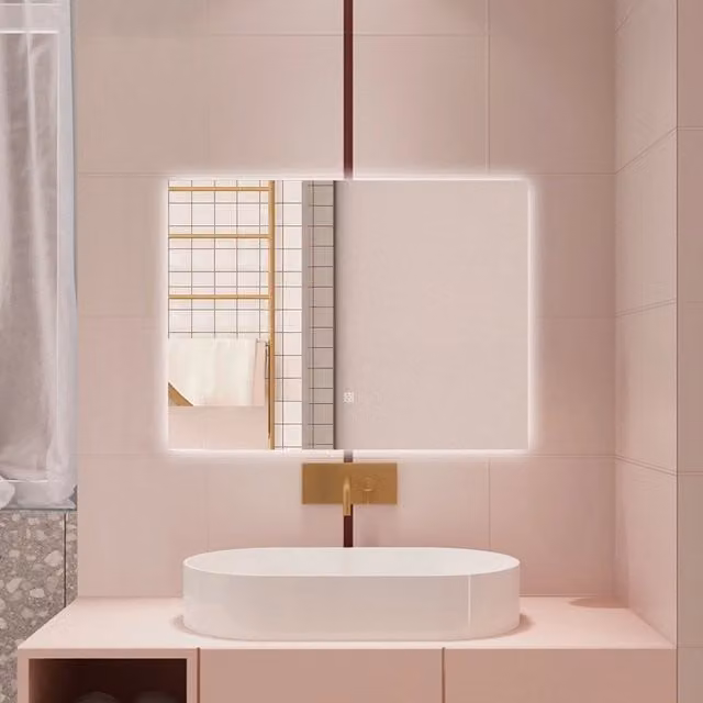 Specchio da bagno AICA rettangolare con luce LED, dimmerabile e interruttore touch, bianco, L: 100 cm, P: 60 cm