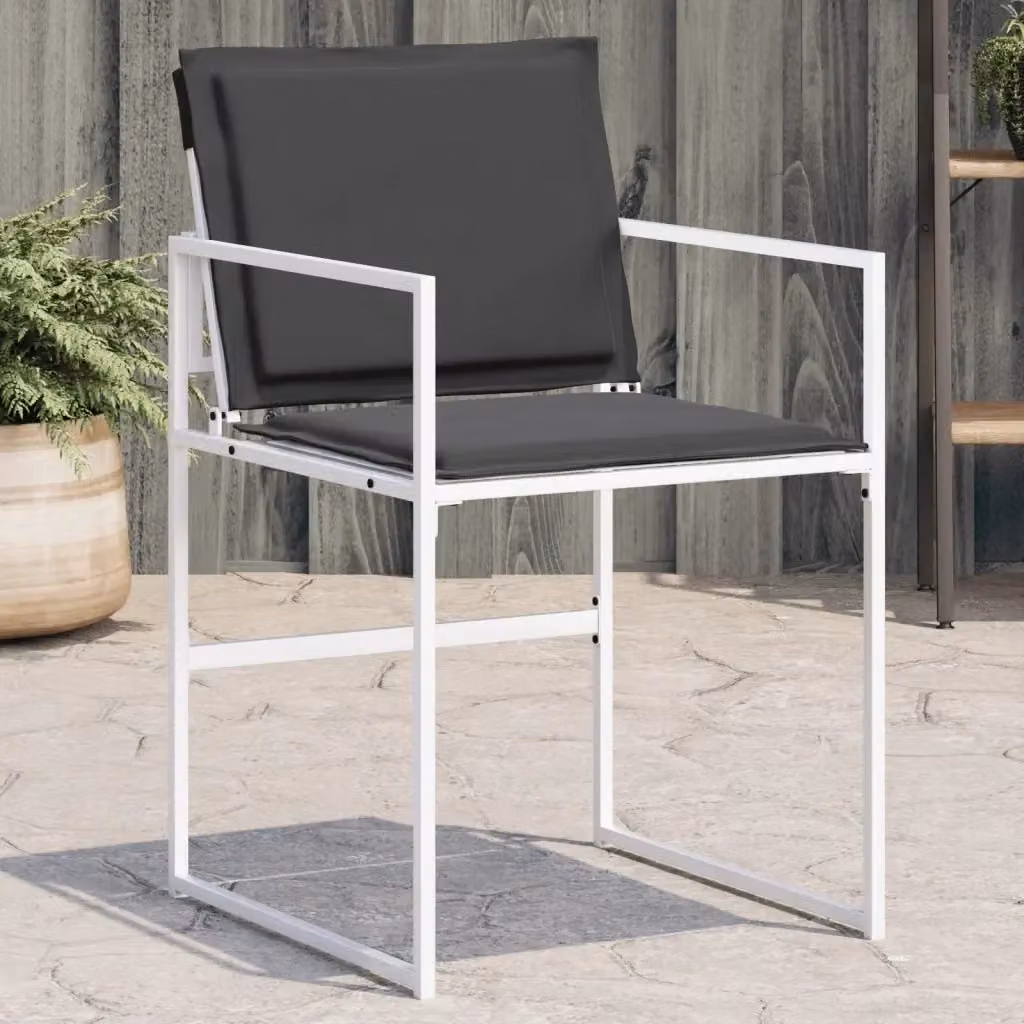 Set di 4 sedie da giardino moderne in acciaio verniciato e textilene con cuscini, bianche e antracite – 2