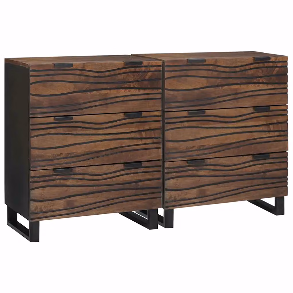 Set di 2 credenze moderne vidaXL in legno di mango color noce L: 120 cm, P: 33 cm, H: 75 cm – 1