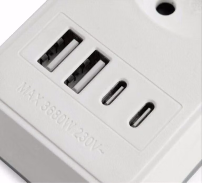 Presa multipla Orbegozo Con interruttore 2 connessioni Usb-a e 2 Usb-c 3 prese Taglia unica
