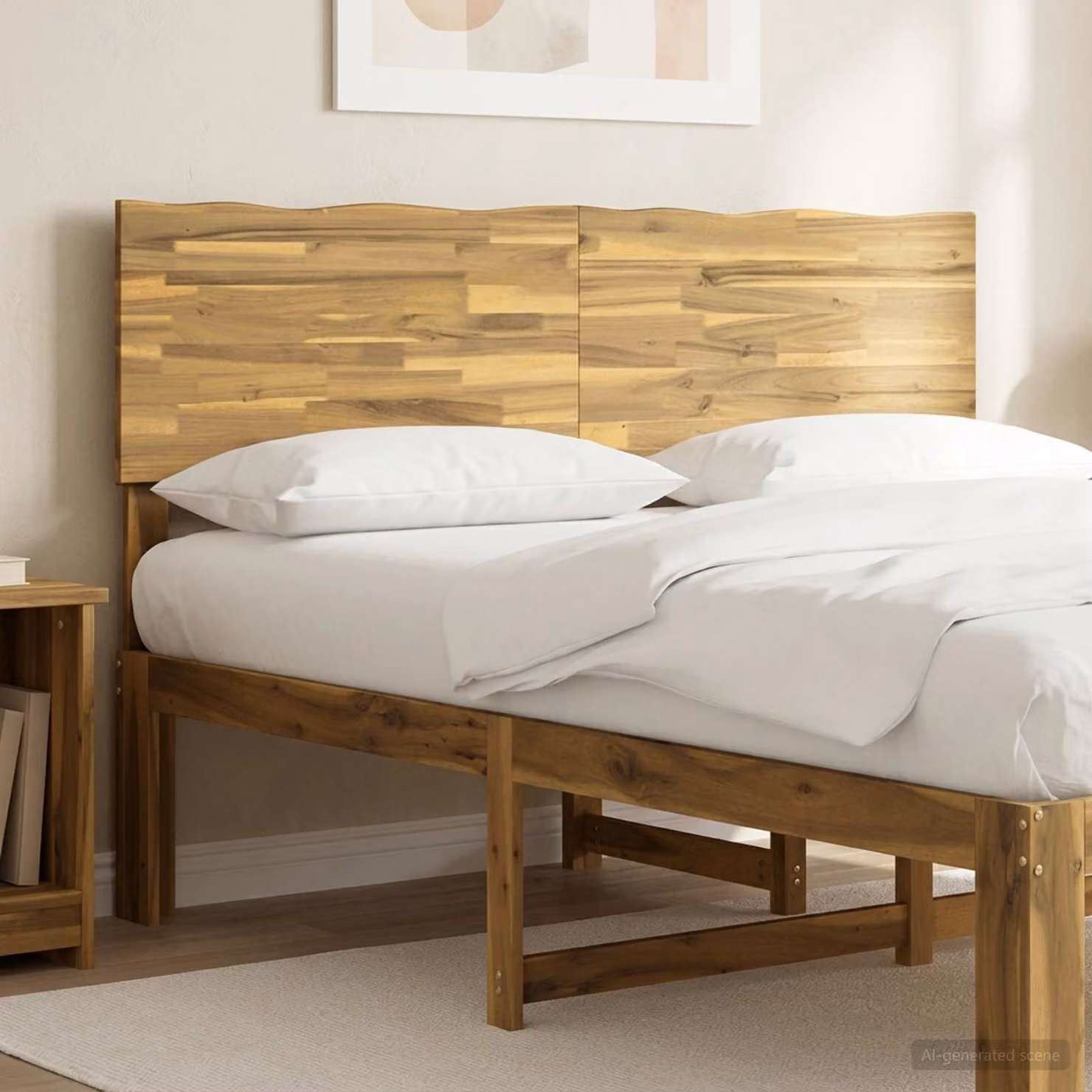 Testiera per letto vidaXL ROSTOCK in legno massiccio di acacia sbiancato, larghezza: 135 cm
