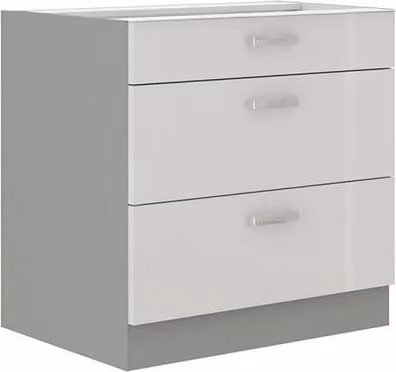Mobile cucina con cassetto inferiore 80 cm GENJI - grigio / bianco lucido