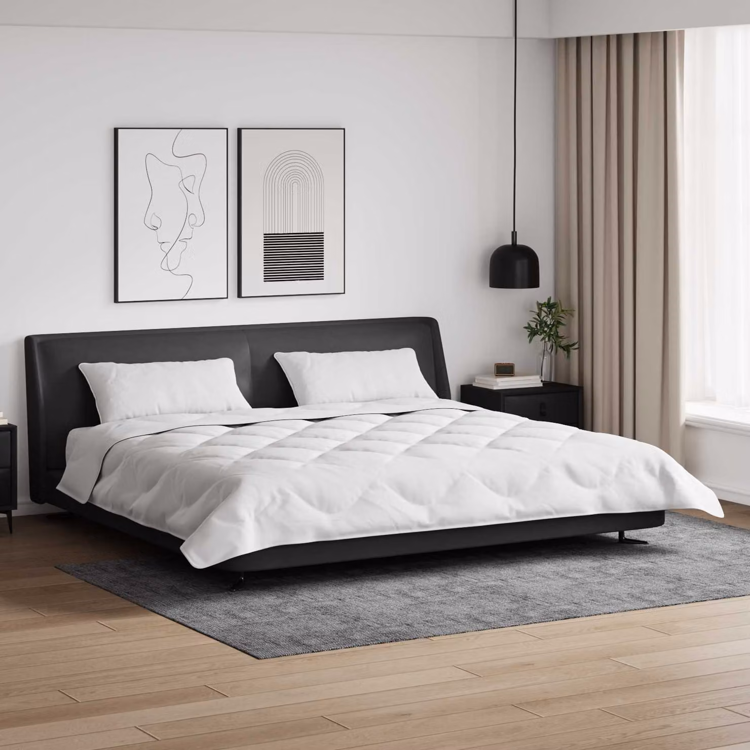 Set da letto invernale vidaXL composto da duvet e 3 cuscini in microfibra bianca, L: 240 cm x P: 220 cm