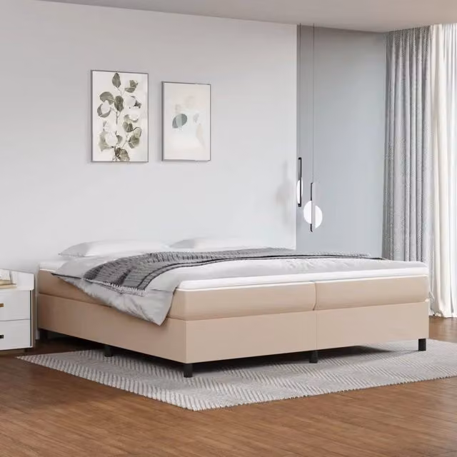 Struttura Letto Imbottita vidaXL in Similpelle Beige L: 200 cm, P: 200 cm, H: 35 cm – 1