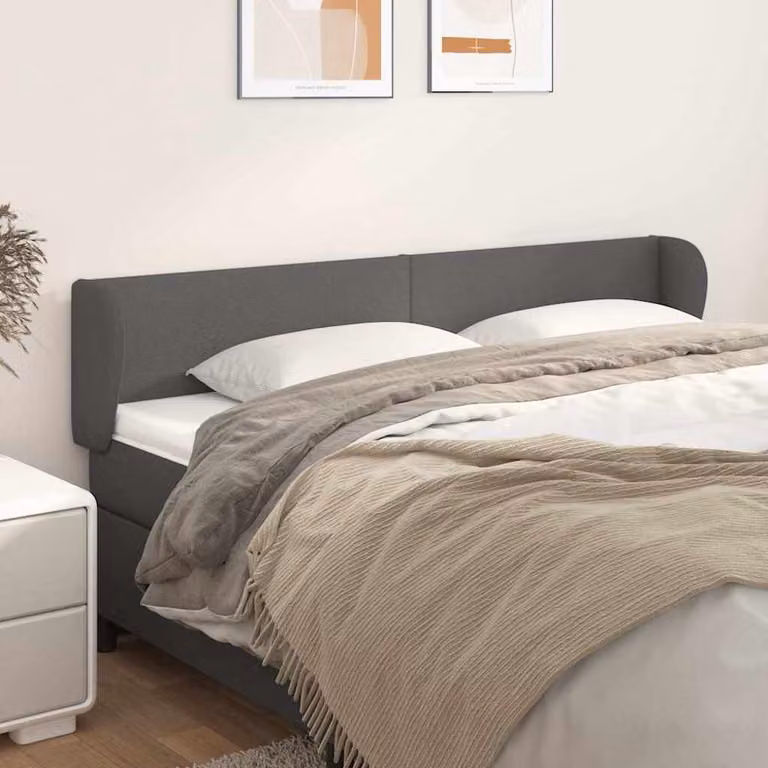 Testiera ad orecchio vidaXL in similpelle grigia con struttura in legno, L: 163 cm, P: 23 cm, H: 78-88 cm