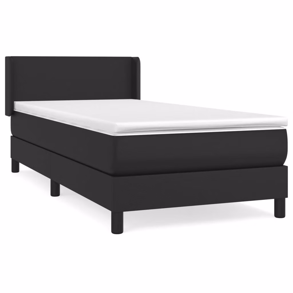 Giroletto a Molle con Materasso Nero 90x200 cm in Pelle finta