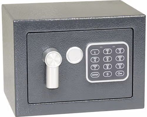 Cassaforte in acciaio RS.17.EDK con serratura elettronica, tastierino numerico e leva di apertura, grigio