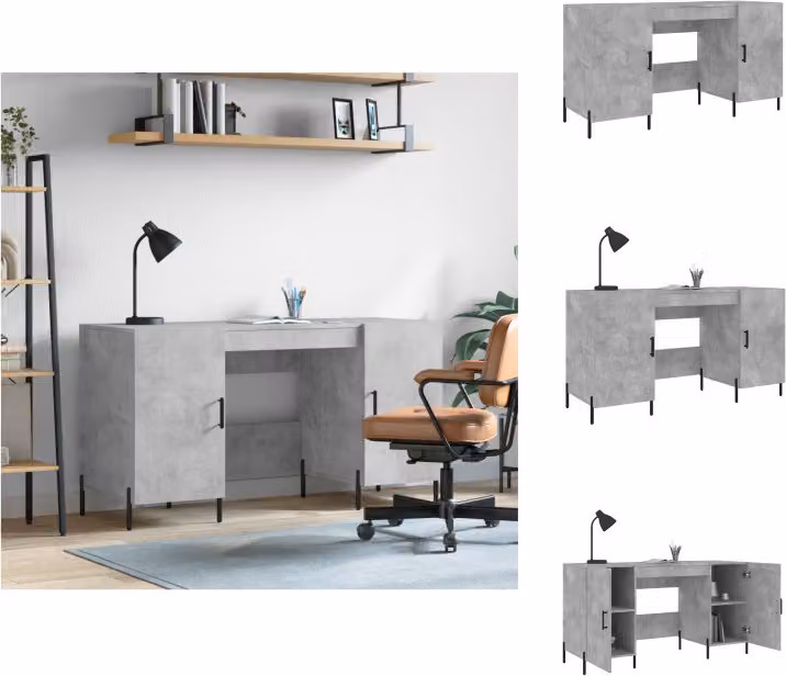 vidaXL Scrivania grigio cemento 140x50x75 cm in legno - Scrivanie