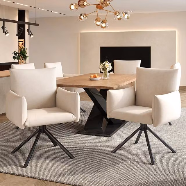 Sedia-Xylo-Lotto 6 girevole 360?? velluto beige supporto lombare