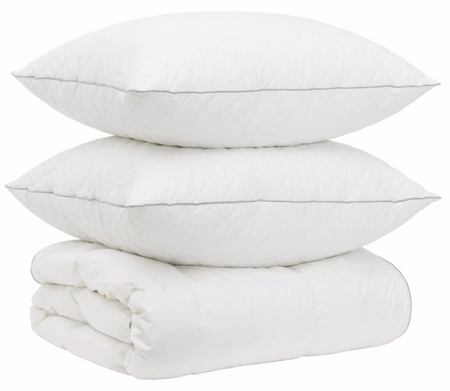 Set di piumini per letto in piuma d'oca, 90%, modello FULDA, 3 pezzi, dimensioni 240 x 260 cm, colore bianco