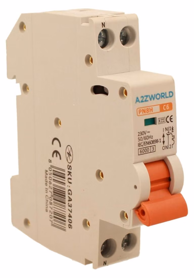Interruttore automatico 6A, curva C, 6kA, unipolare più neutro (1P+N)