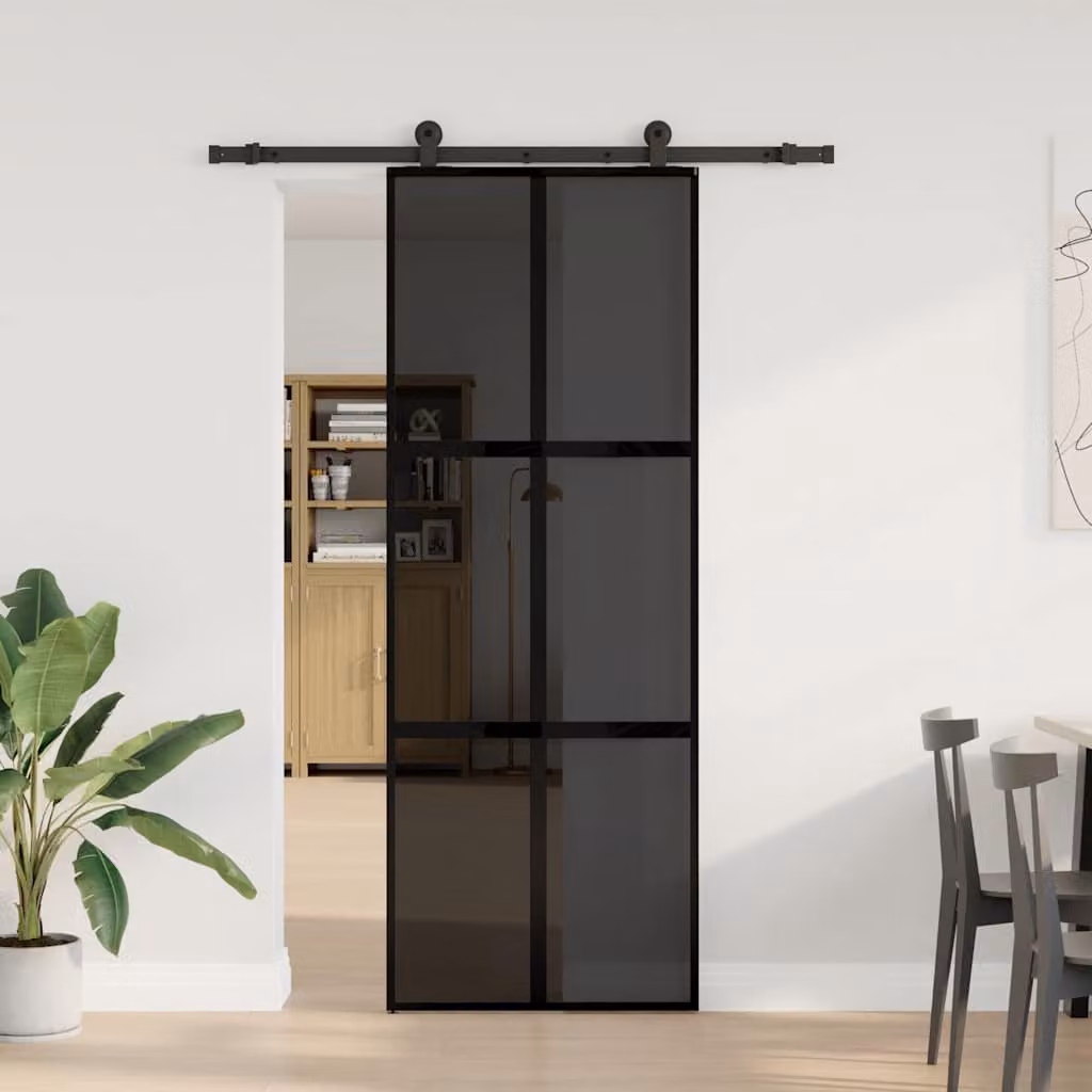 vidaXL Porta Scorrevole Ferramenta 76x205 cm Vetro Temperato Alluminio