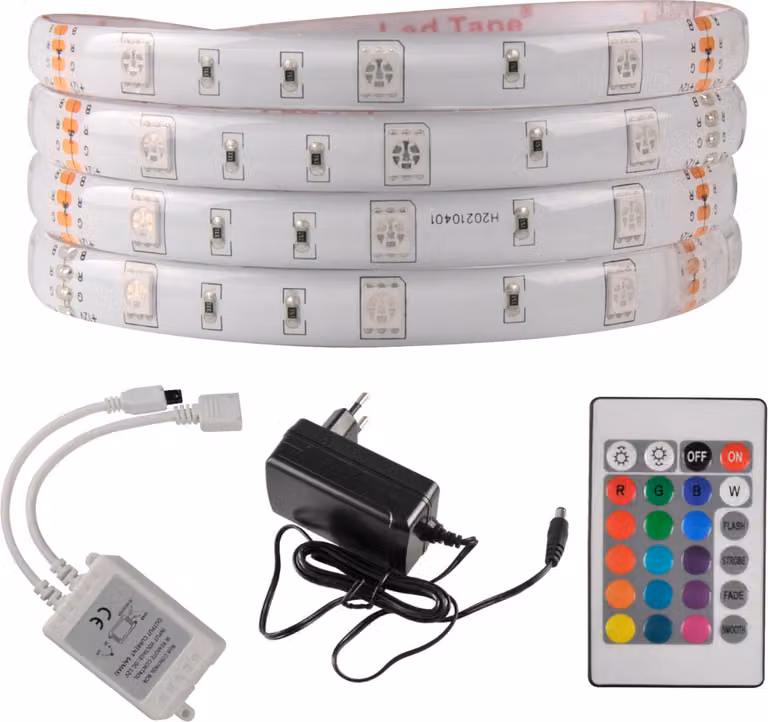 Set striscia LED 18W 5m IP65 RGB con controller, telecomando e alimentatore  314444 Polux