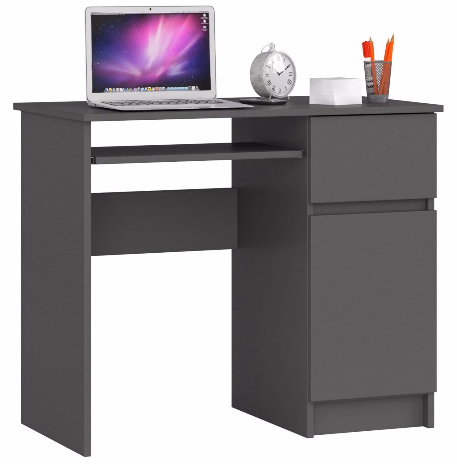 Scrivania per computer da 90 cm | Scrivania | con cassetto porta tastiera e vano portaoggetti