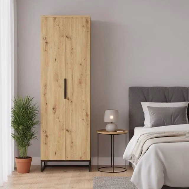 Casazza Armadio Multiuso con 2 Ante e 5 Ripiani, Marrone Rovere Nodi, L: 68 cm, P: 37 cm, H: 197 cm
