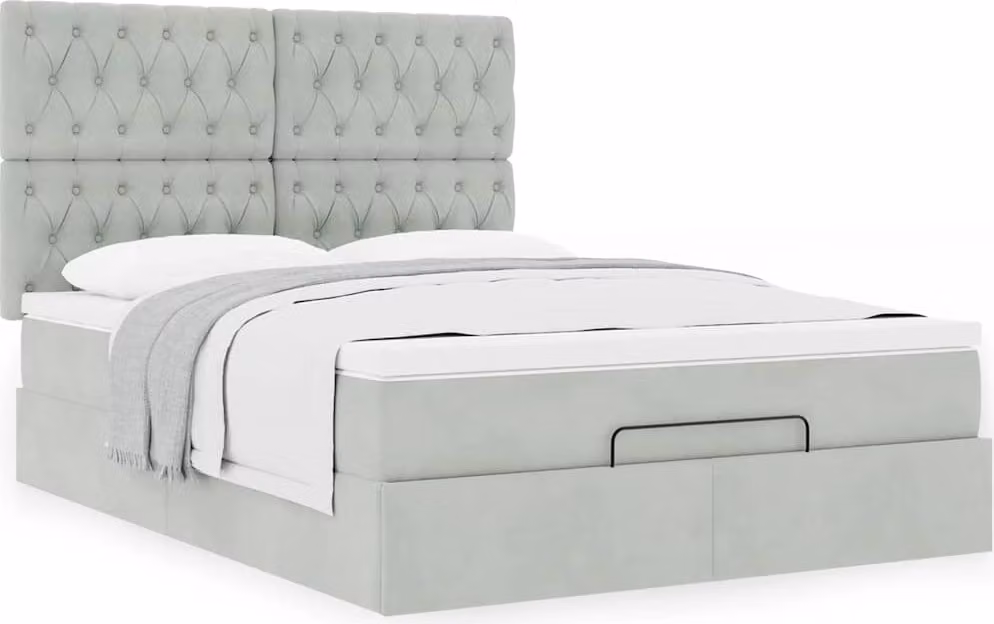 Struttura Letto Pouf con Materassi 140x190 cm Velluto