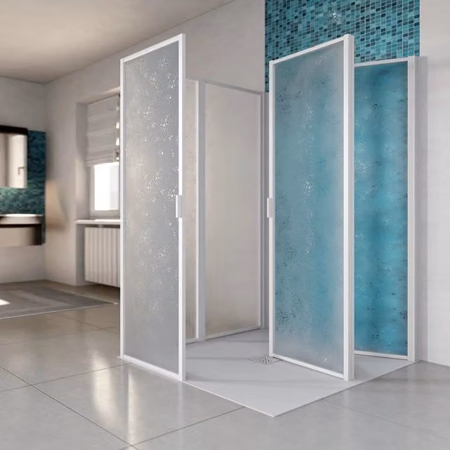 Box doccia tre lati a libro apertura totale acrilico opaco h.185cm CASSANDRA TRIO 75x75x75 cm