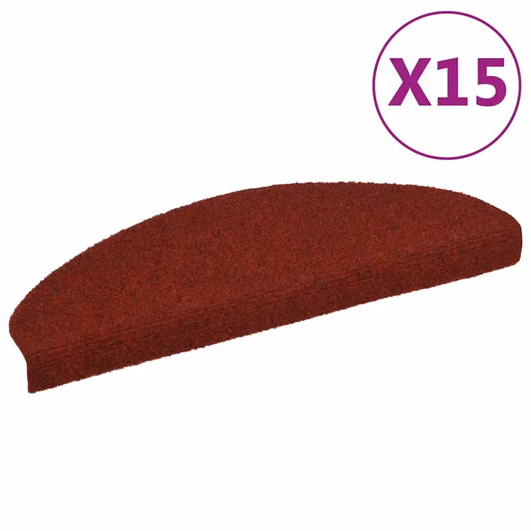 vidaXL Tappetini per scale autoadesivi 15 pz 65x21x4 cm Bordeaux Rosso Semicircolari Grandi