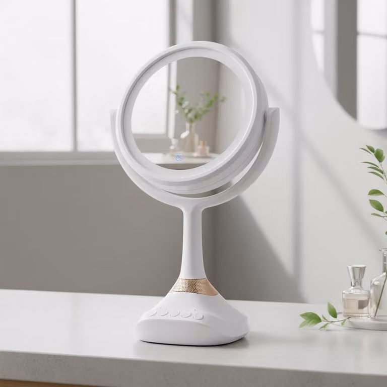 Specchio cosmetico con ingrandimento 1x e 5x Illuminazione a LED Altoparlante Bluetooth