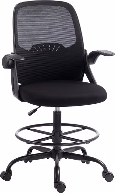 Sedia da ufficio ergonomica HOMCOM nera con supporto lombare, poggiapiedi e braccioli ribaltabili