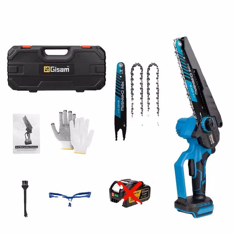 Motosega elettrica Gisam, lama da 8 pollici, motore brushless, senza batteria, senza spina