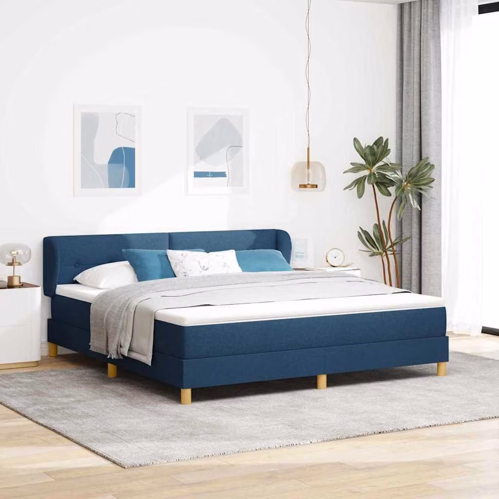 Maison Exclusive - Letto boxspring con testiera blu 180 x 200 cm in tessuto